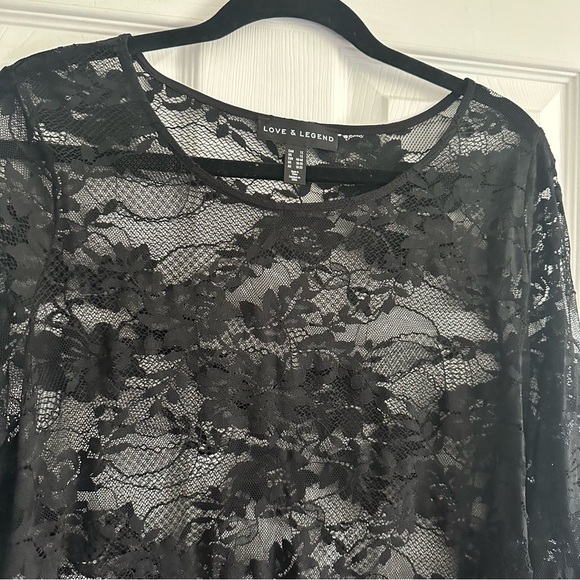 Size 1X Love & Legend Floral Black Lace Long Sleeve Blouse - Picture 5 of 6